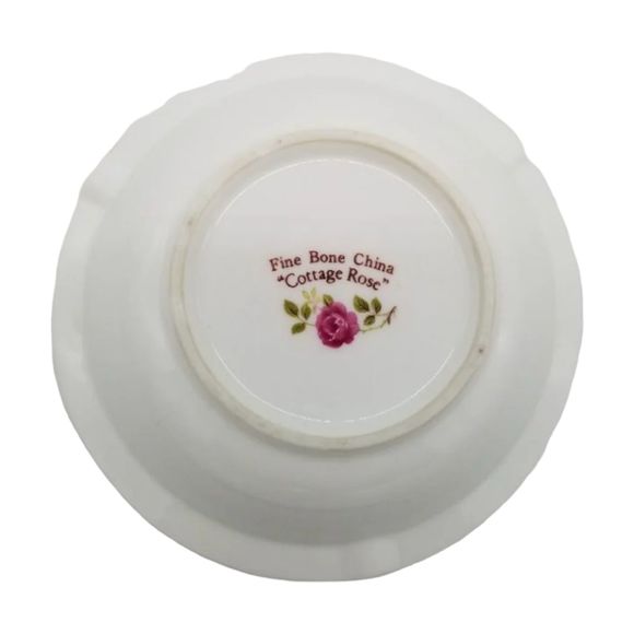 VTG COTTAGE ROSE Fine Bone China Ashtray Scalloped Edge Gold Trim - Picture 4 of 6